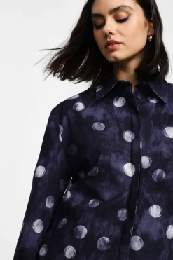 Camicia stampa pois con maniche a 3/4