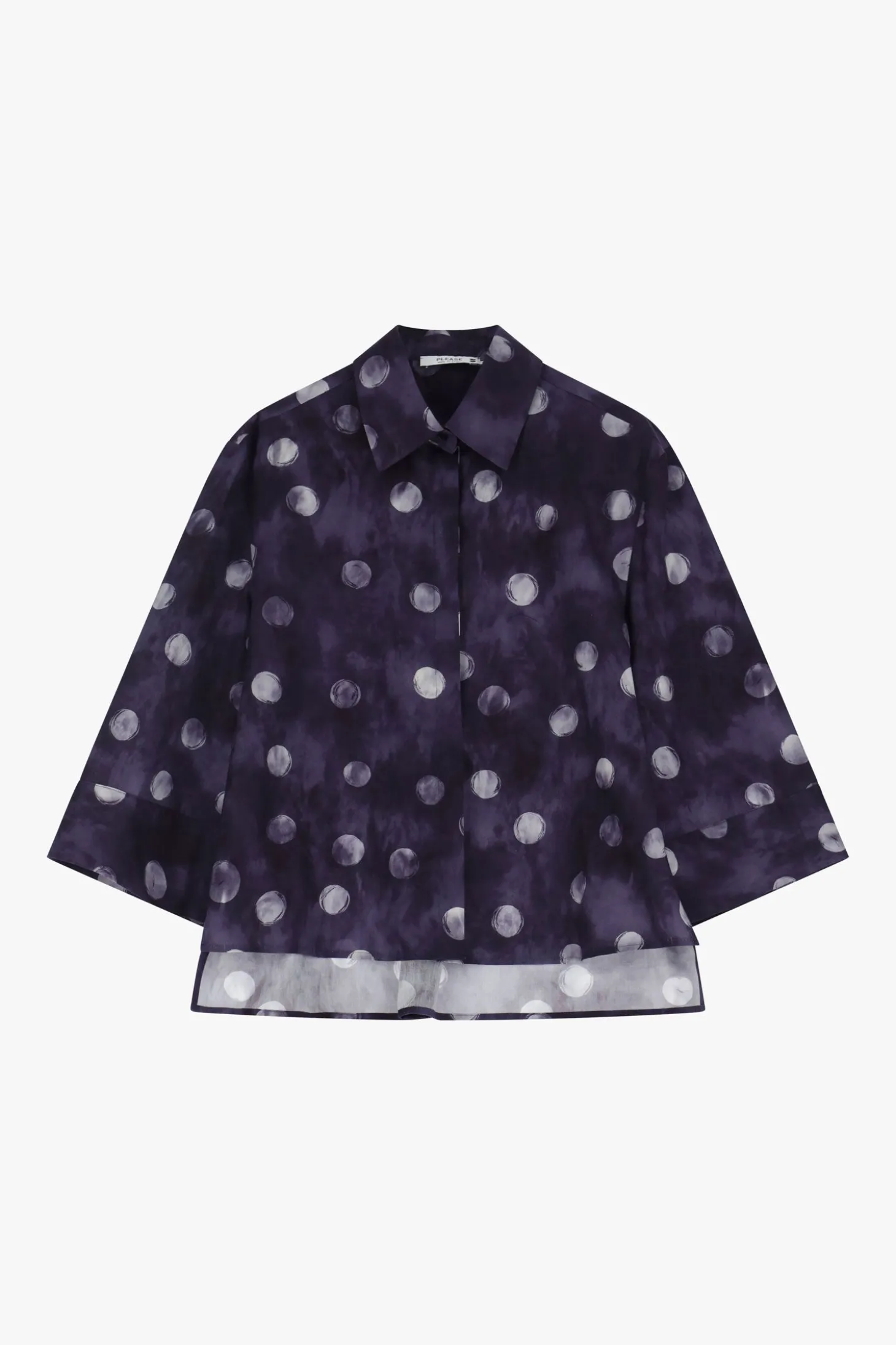 Camicia stampa pois con maniche a 3/4