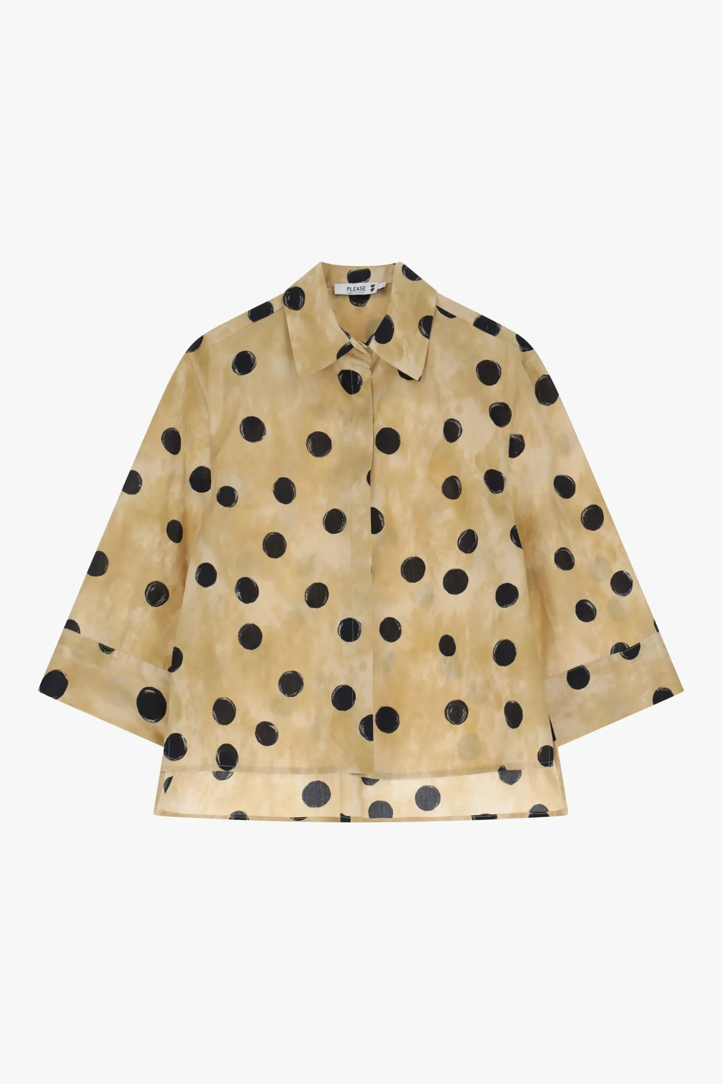 Camicia stampa pois con maniche a 3/4