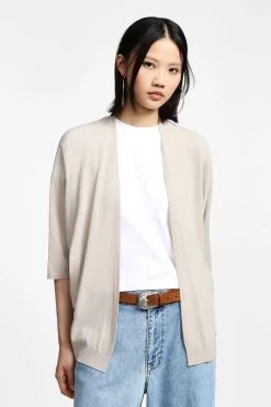 Cardigan monocolour con maniche a tre quarti