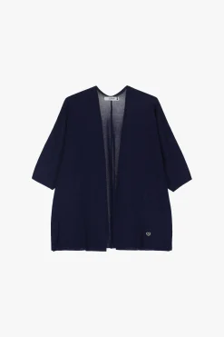 Cardigan monocolour con maniche a tre quarti