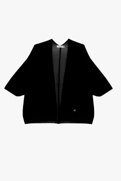 Cardigan monocolour con maniche a tre quarti