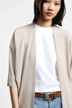 Cardigan monocolour con maniche a tre quarti