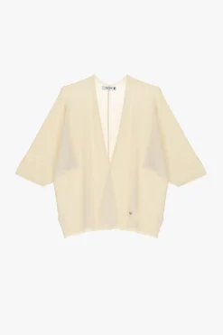 Cardigan monocolour con maniche a tre quarti