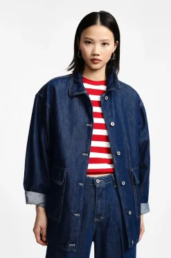 Giacca denim con abbottonatura anteriore