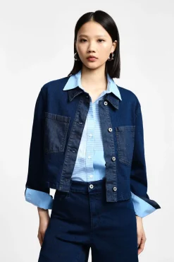 Giacca denim con abbottonatura anteriore