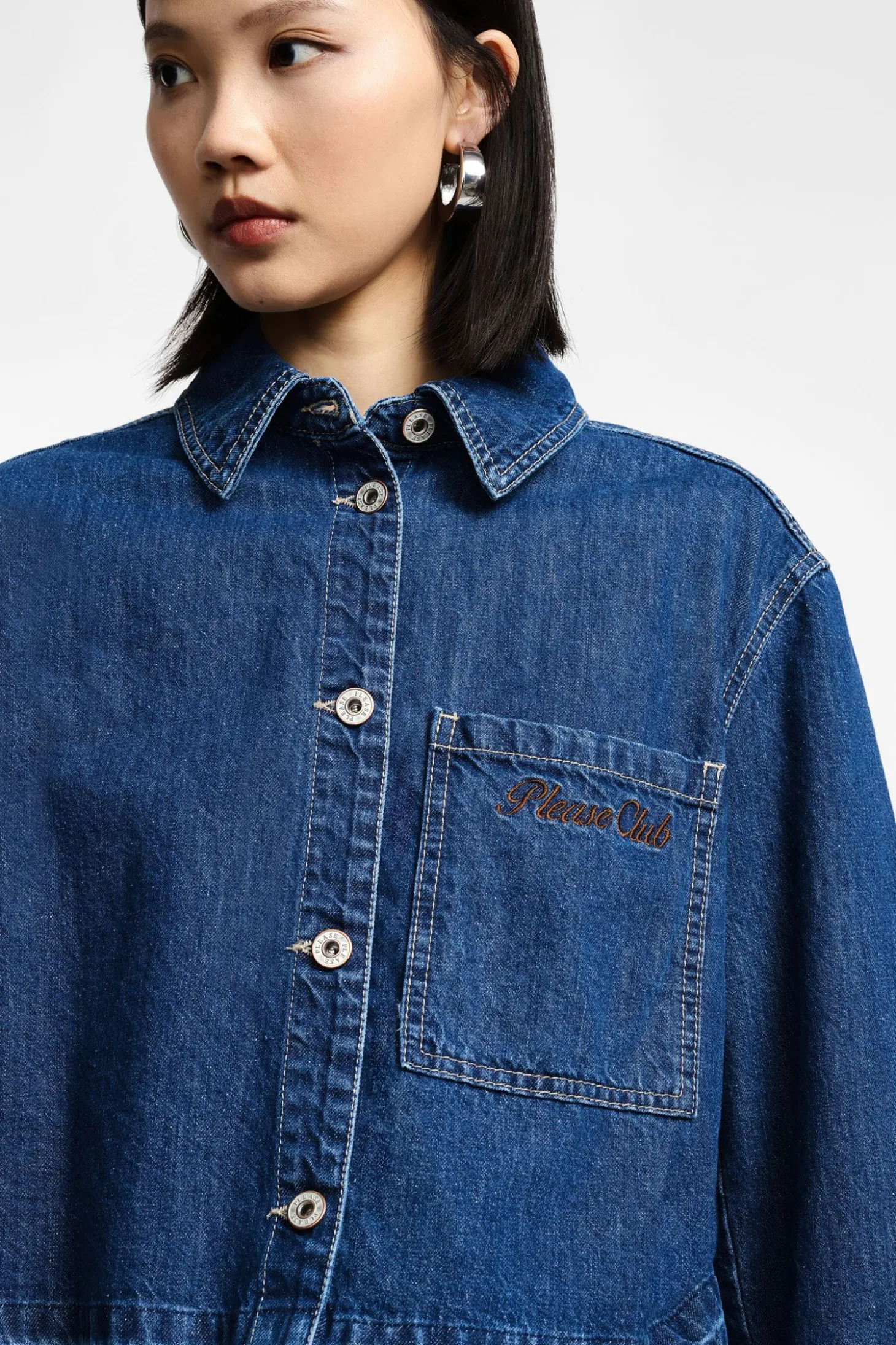 Giacca denim con abbottonatura anteriore