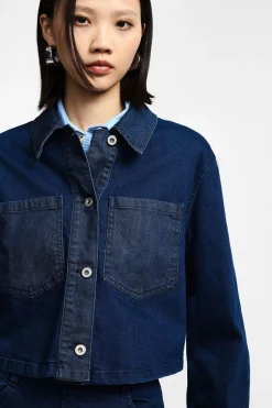 Giacca denim con abbottonatura anteriore