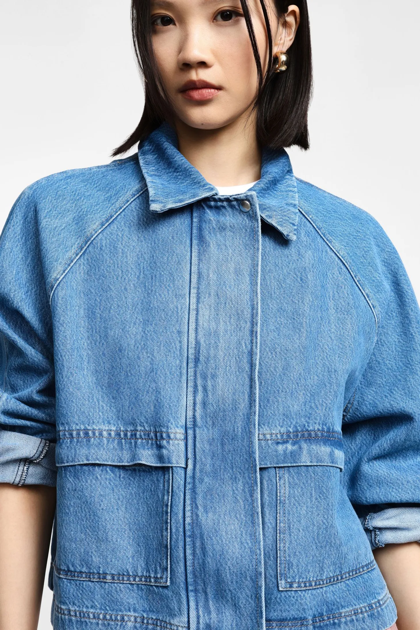 Giacca denim con chiusura zip