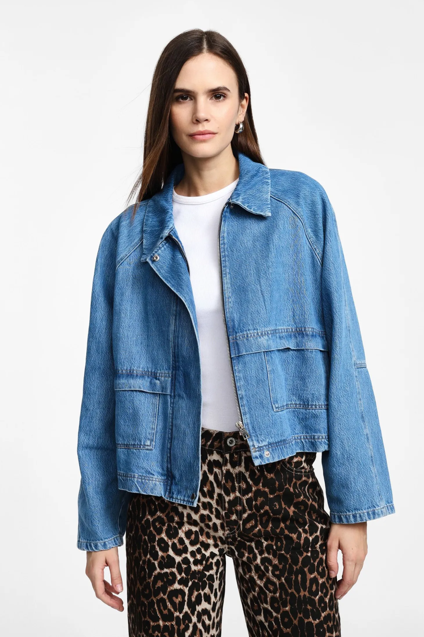 Giacca denim con chiusura zip