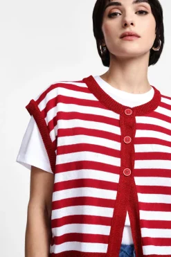 Gilet a righe collo rotondo