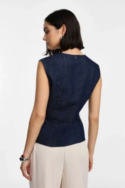 Gilet bicolor con bottoni e tasche