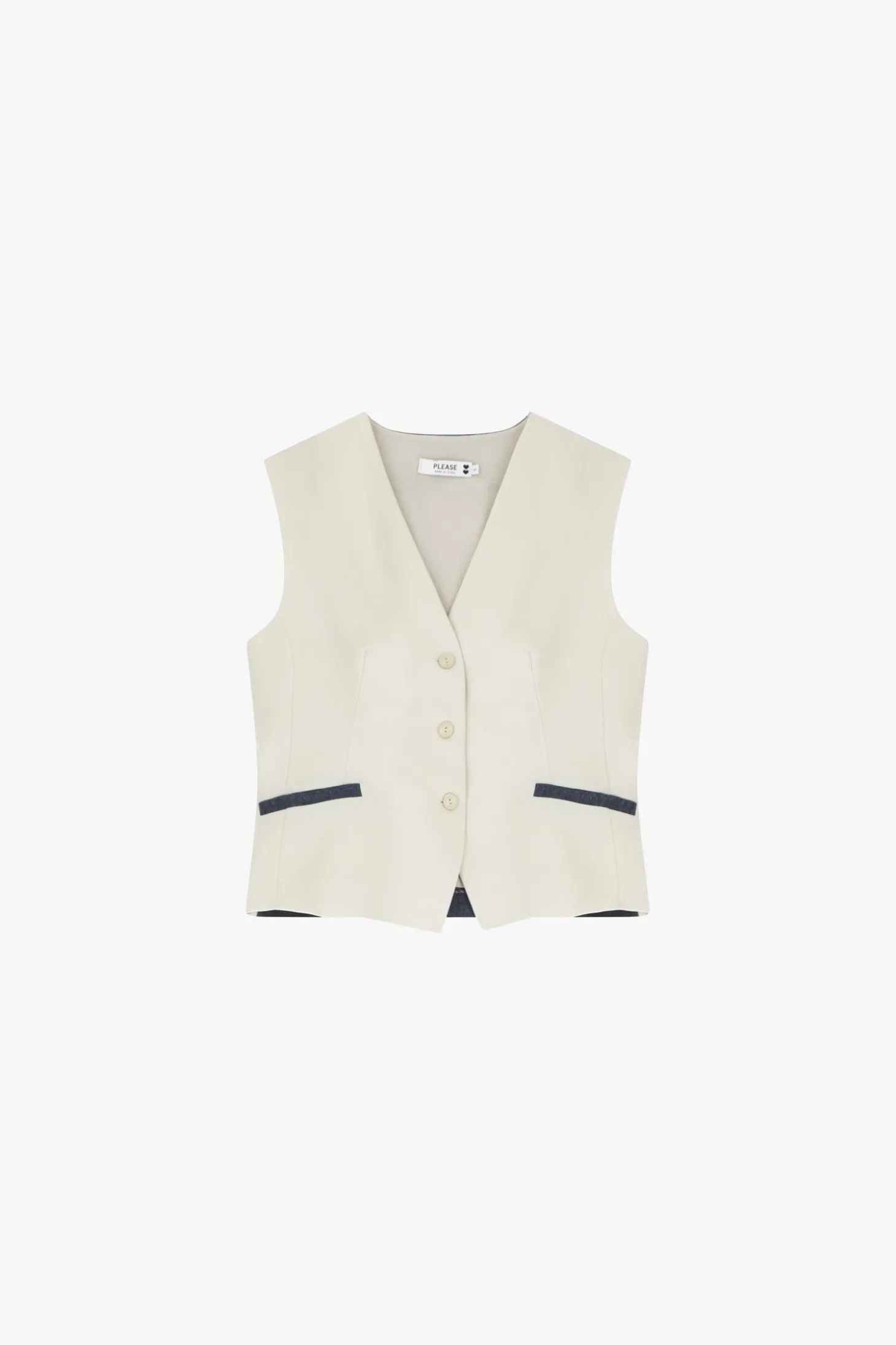 Gilet bicolor con bottoni e tasche