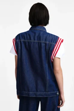 Gilet di jeans con bottoni e tasche