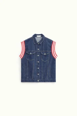 Gilet di jeans con bottoni e tasche