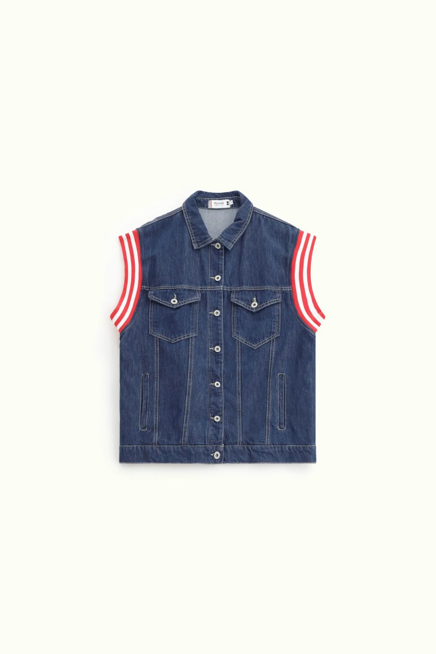 Gilet di jeans con bottoni e tasche