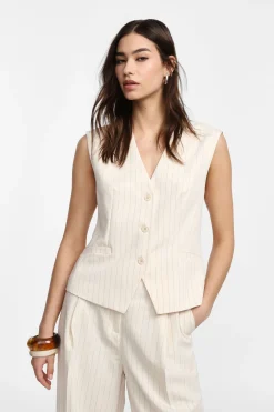 Gilet gessato con bottoni