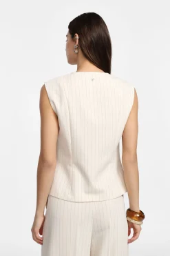 Gilet gessato con bottoni