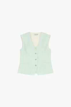 Gilet gessato con bottoni