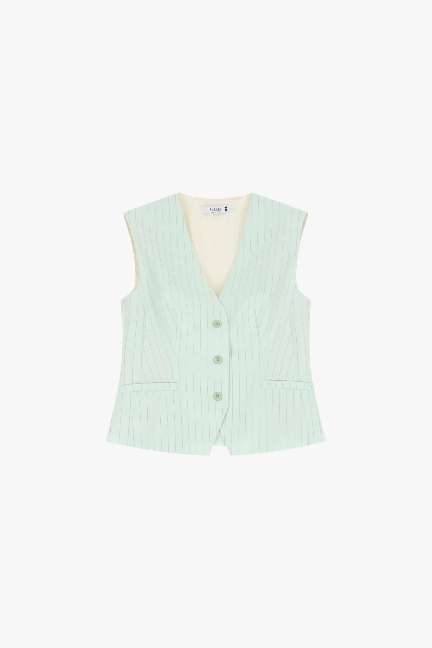 Gilet gessato con bottoni