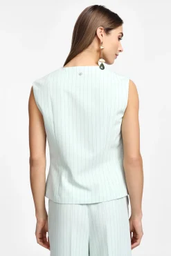 Gilet gessato con bottoni