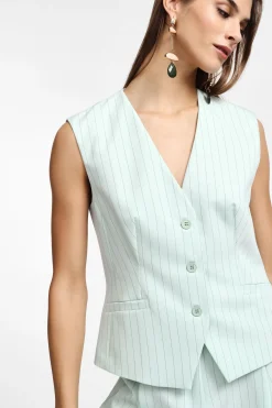 Gilet gessato con bottoni