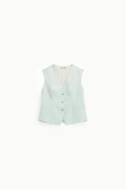 Gilet gessato con bottoni