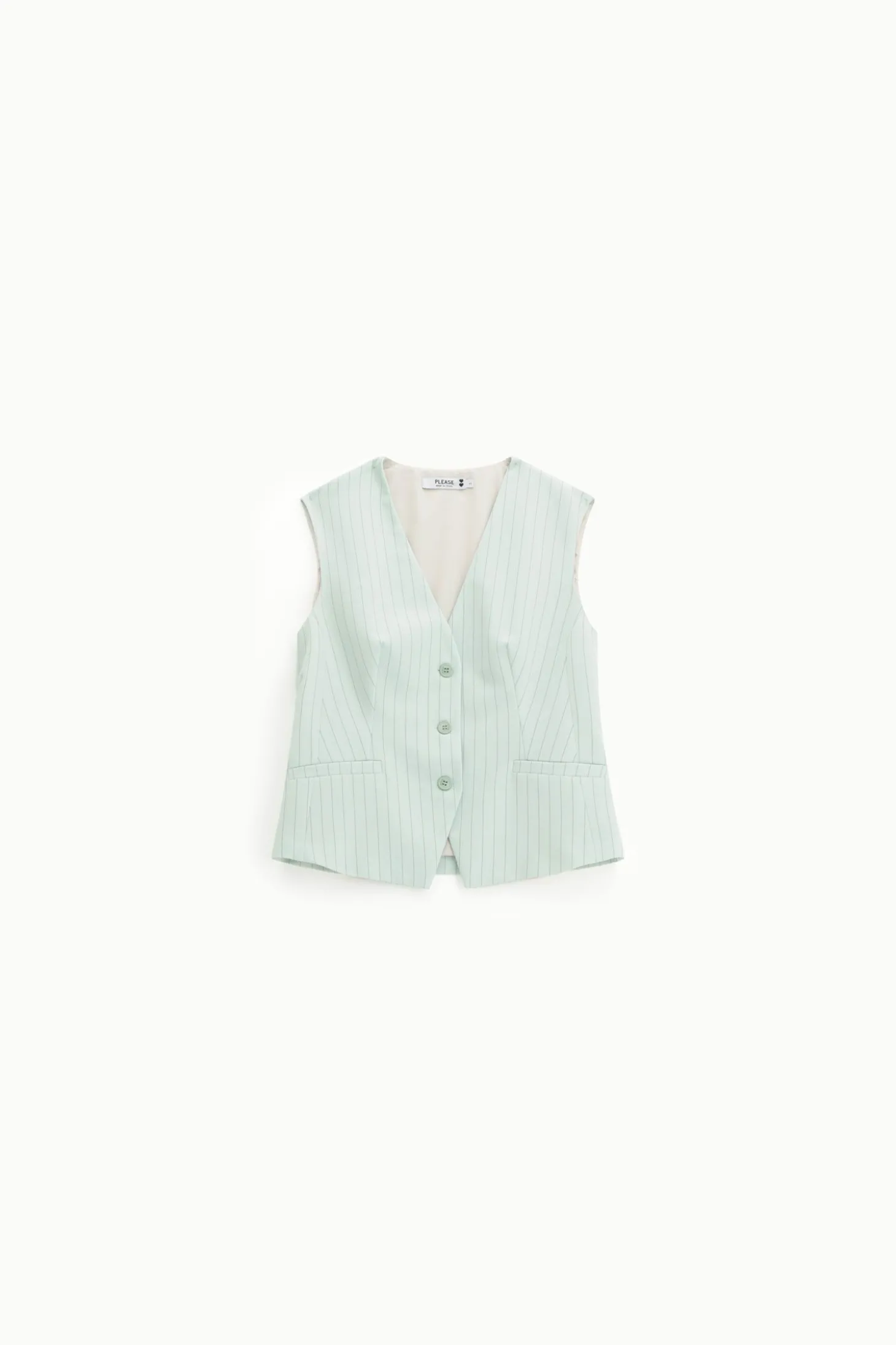 Gilet gessato con bottoni