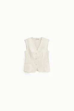 Gilet gessato con bottoni