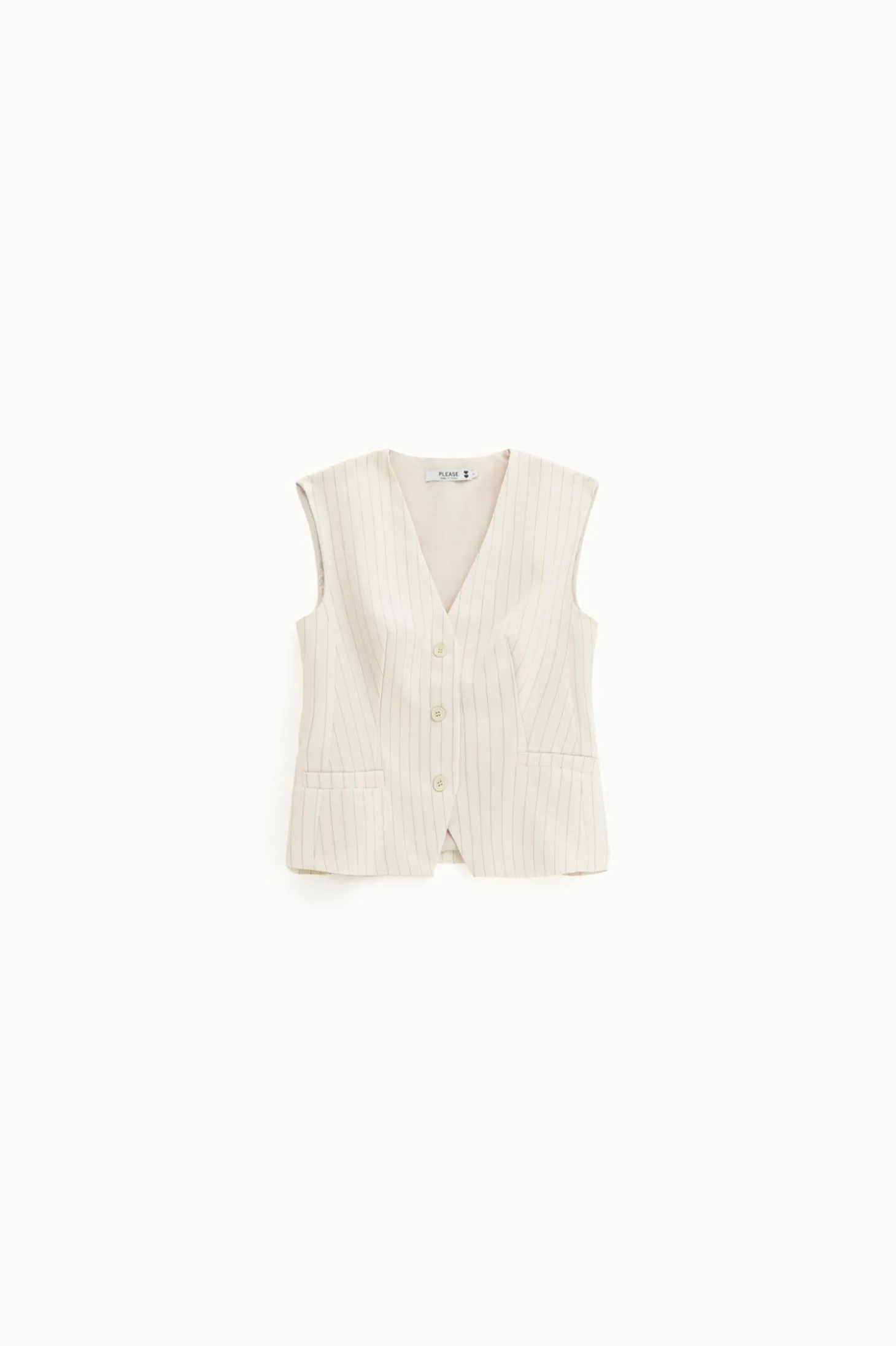Gilet gessato con bottoni