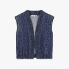 Gilet in denim aperto con paillettes