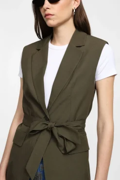 Gilet lungo monopetto con fusciacca