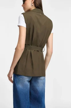 Gilet lungo monopetto con fusciacca