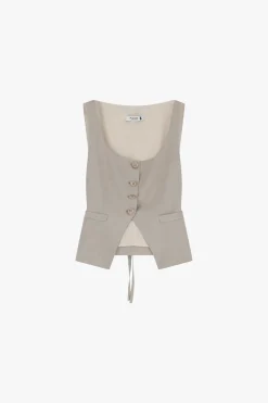 Gilet scollo squadrato con bottoni frontali