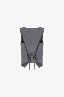 Gilet scollo squadrato con bottoni frontali