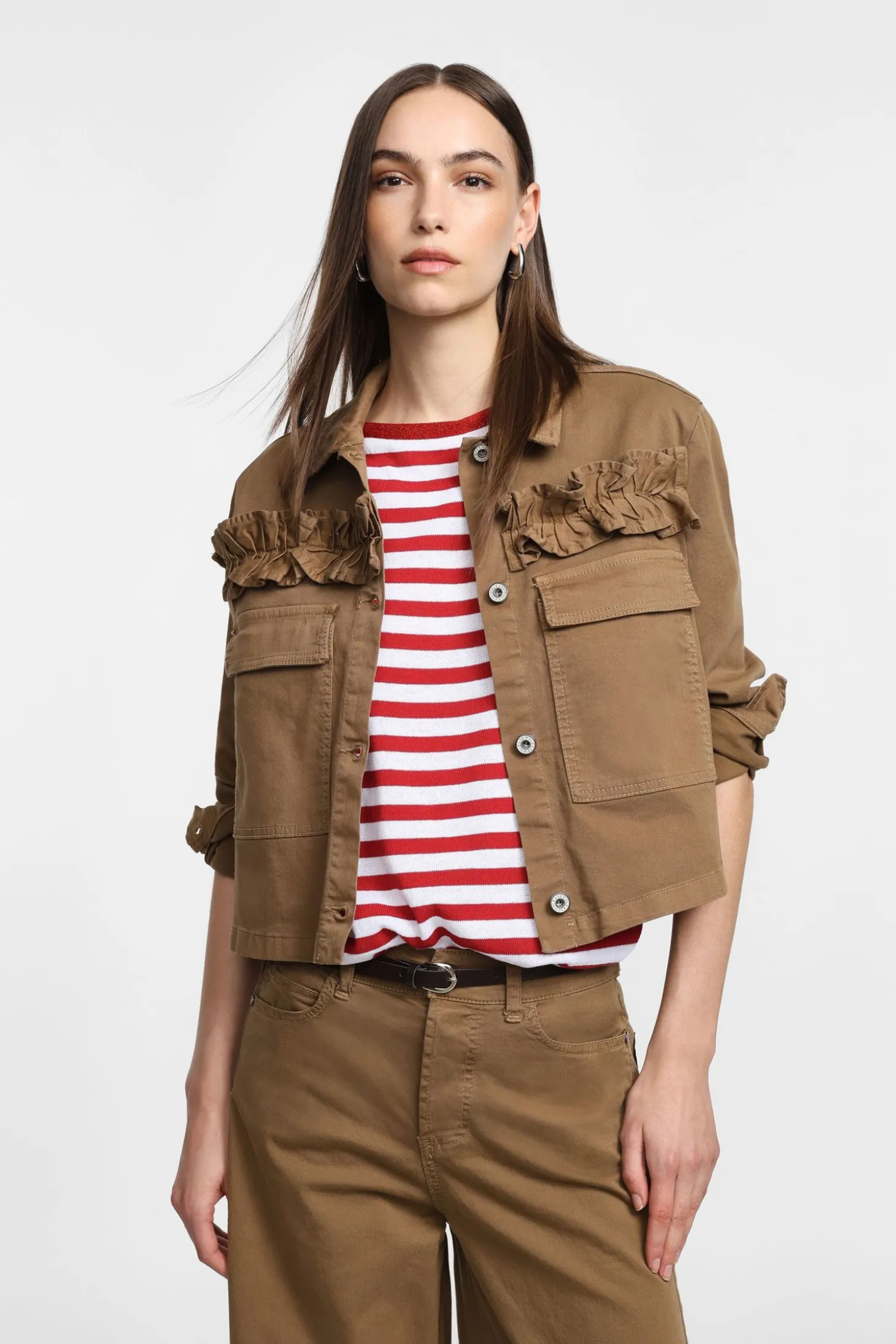 Giubbotto camicia con bottoni e ruches