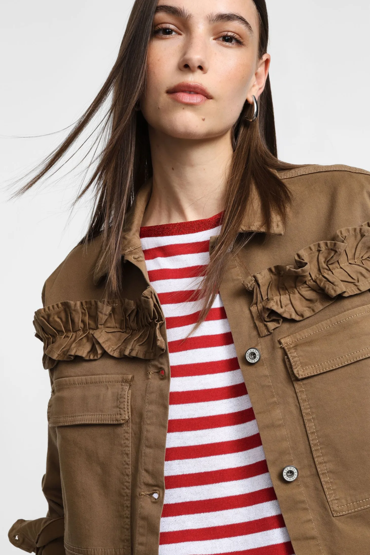 Giubbotto camicia con bottoni e ruches