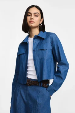 Giubbotto camicia effetto denim