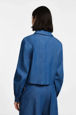 Giubbotto camicia effetto denim