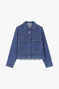 Giubbotto denim a righe con bottoni