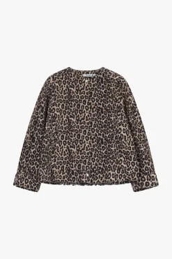 Giubbotto denim animalier con girocollo
