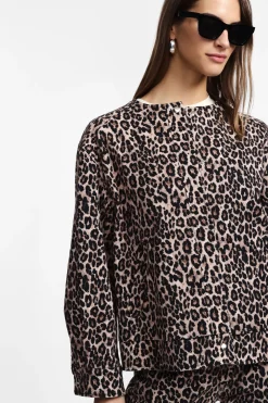 Giubbotto denim animalier con girocollo