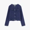 Giubbotto denim girocollo con abbottonatura anteriore