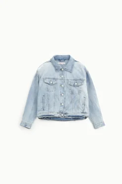 Giubbotto in denim délavé con bottoni