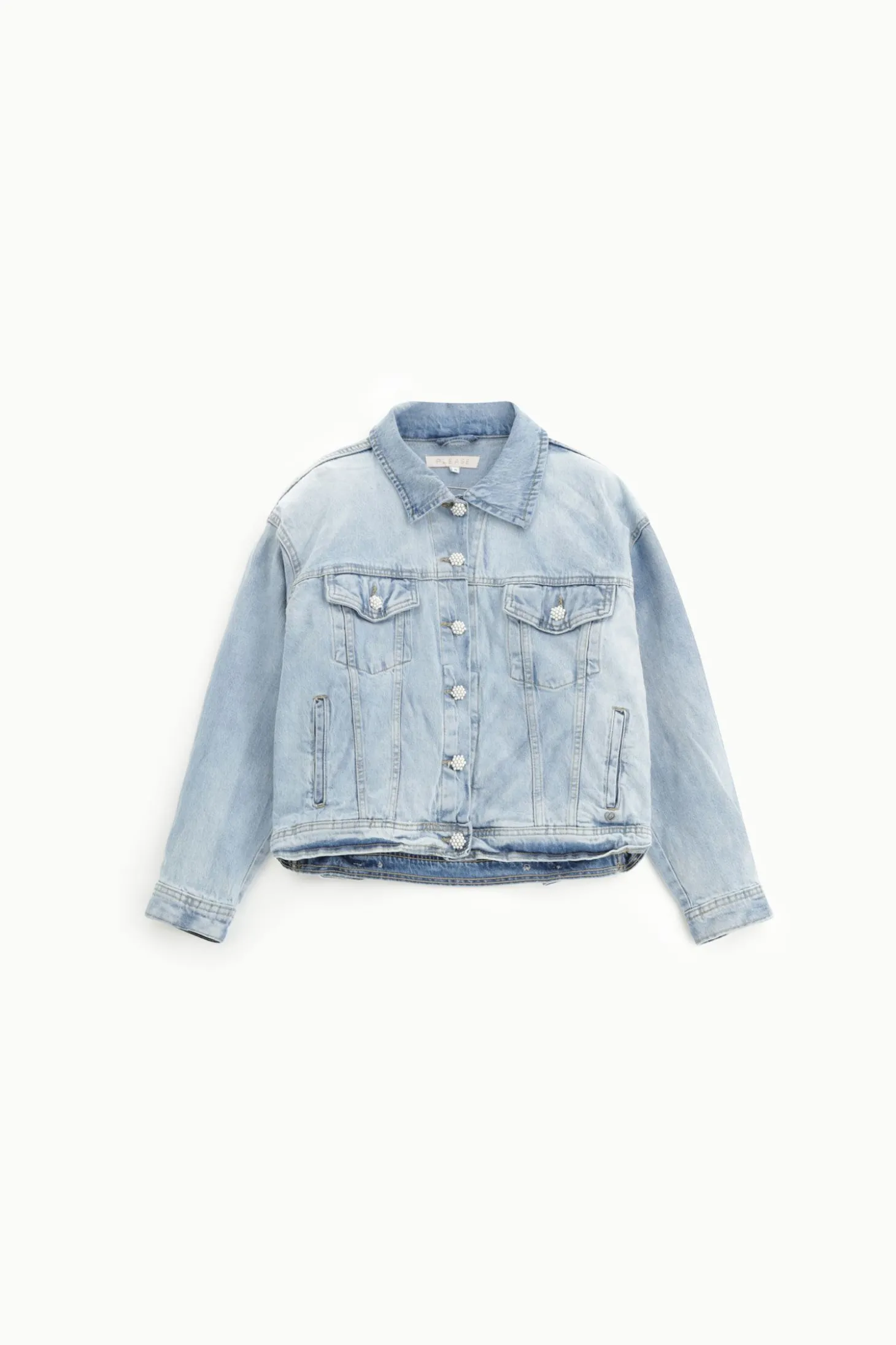 Giubbotto in denim délavé con bottoni