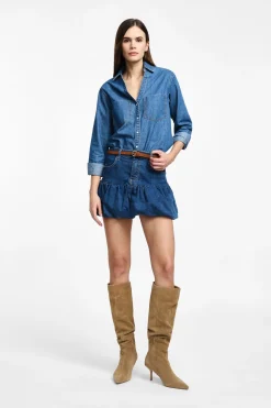 Gonna corta in denim a palloncino