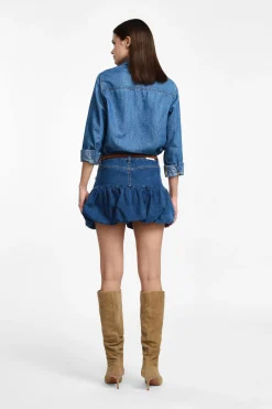 Gonna corta in denim a palloncino