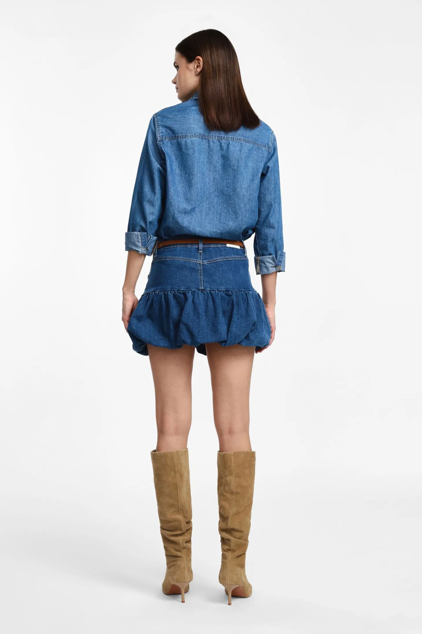 Gonna corta in denim a palloncino
