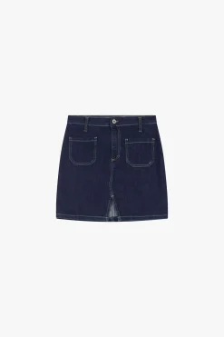 Gonna corta in denim con spacco