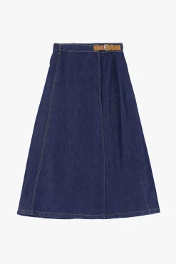 Gonna lunga di jeans con cinturino